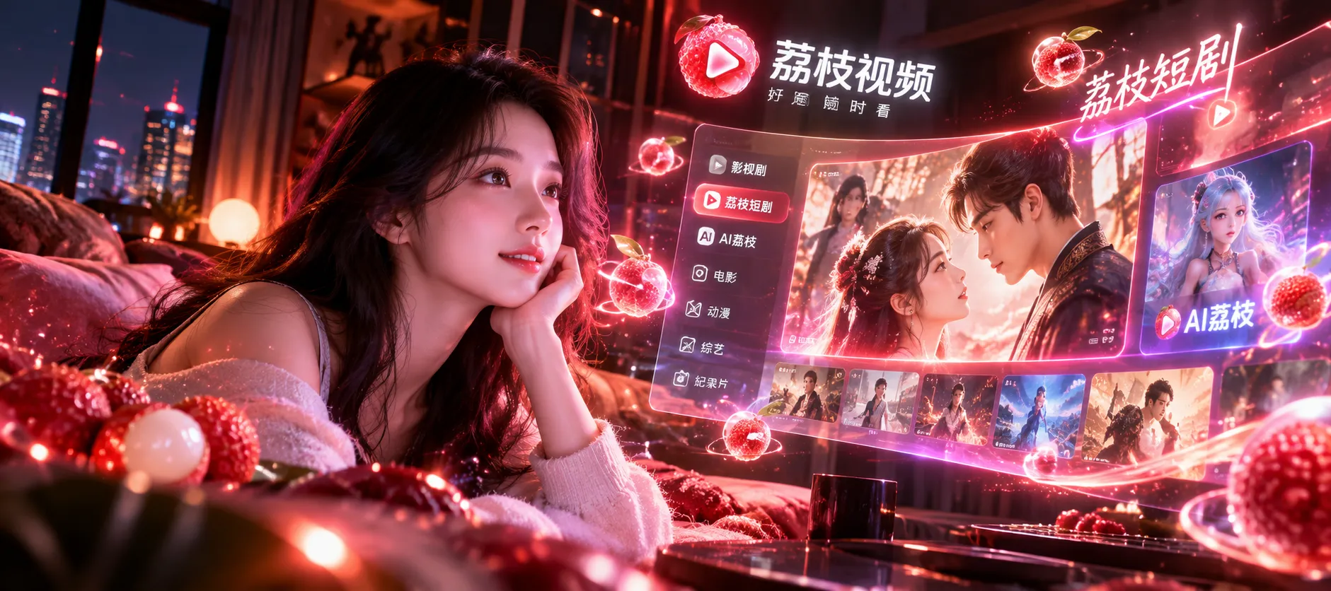 电影画面与短剧人物构成的观影氛围视觉